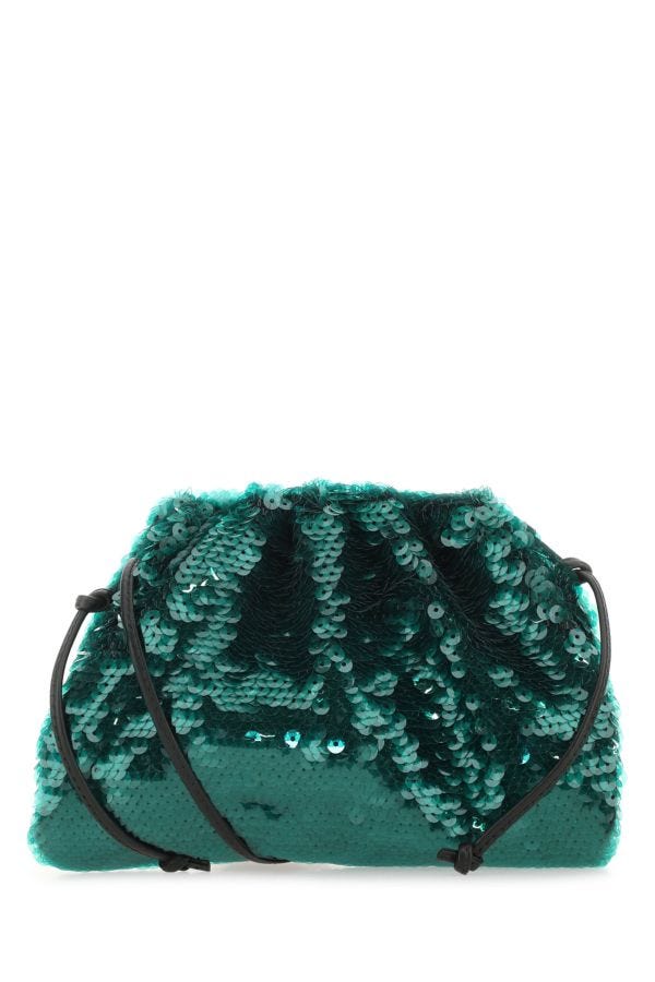 BOTTEGA VENETA | Petrol blue sequins mini Pouch clutch