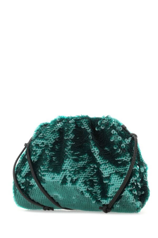 BOTTEGA VENETA | Petrol blue sequins mini Pouch clutch