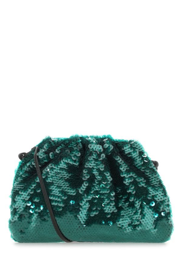 BOTTEGA VENETA | Petrol blue sequins mini Pouch clutch