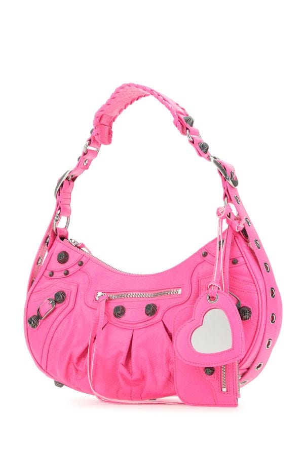 BALENCIAGA | Fluo pink nappa leather Le Cagole S shoulder bag