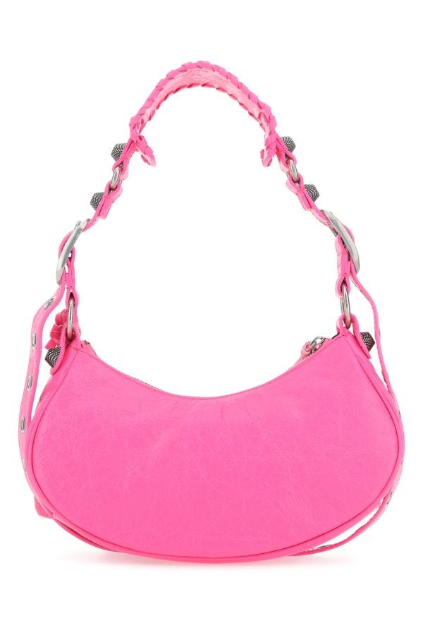 BALENCIAGA | Fluo pink nappa leather Le Cagole XS shoulder bag