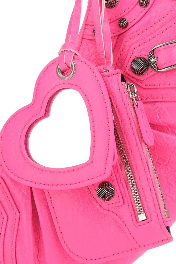 BALENCIAGA | Fluo pink nappa leather Le Cagole XS shoulder bag