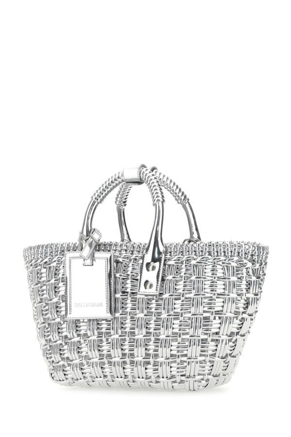 BALENCIAGA | Silver synthetic leather Bistro XS handbag