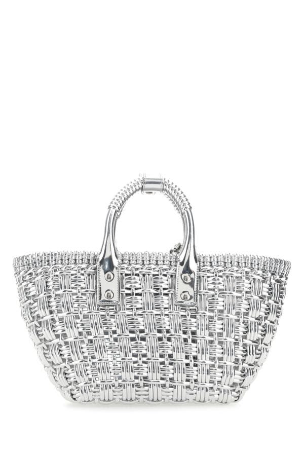 BALENCIAGA | Silver synthetic leather Bistro XS handbag