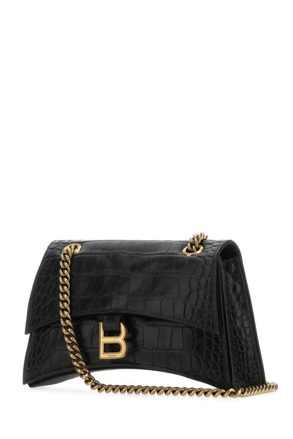 BALENCIAGA | Black leather Crush S shoulder bag