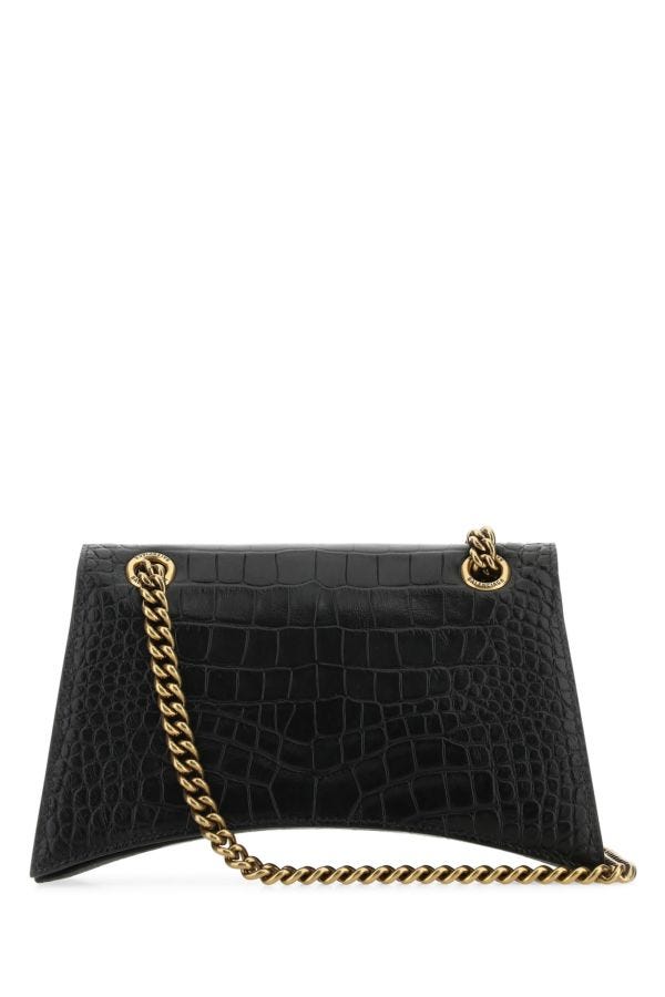 BALENCIAGA | Black leather Crush S shoulder bag