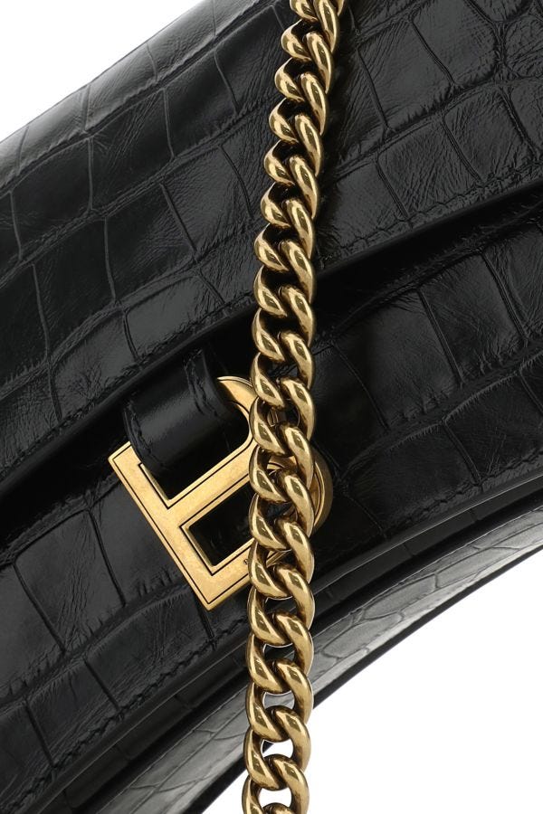 BALENCIAGA | Black leather Crush S shoulder bag