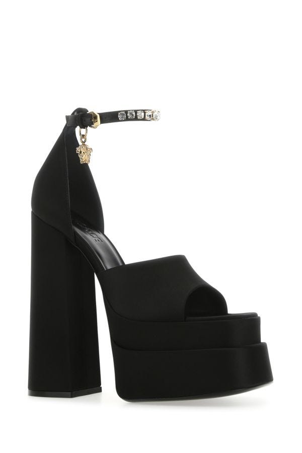 VERSACE | Black satin Medusa Aevitas sandals