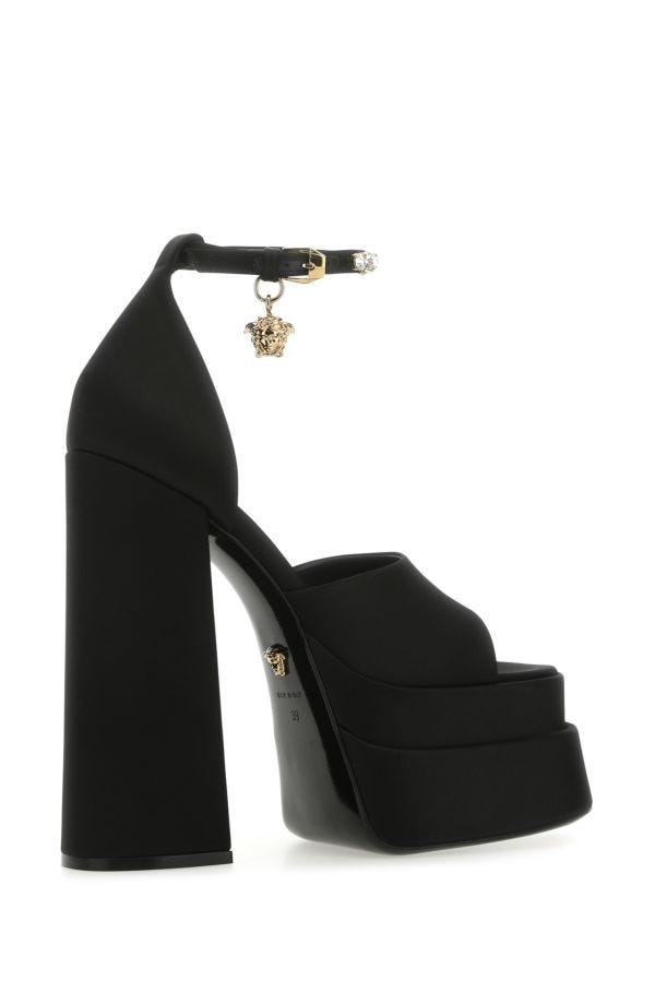 VERSACE | Black satin Medusa Aevitas sandals