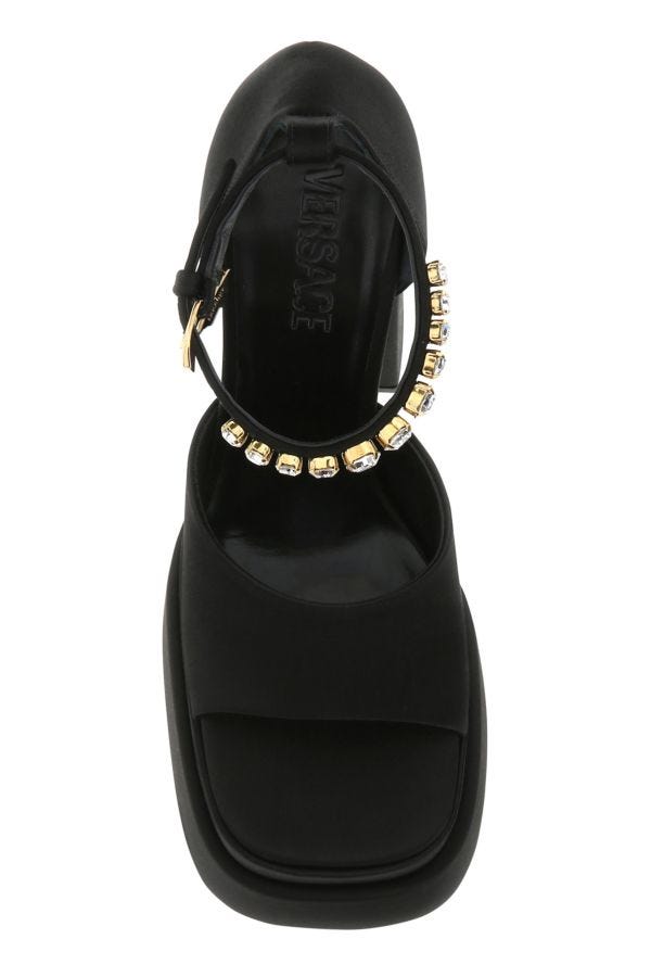VERSACE | Black satin Medusa Aevitas sandals