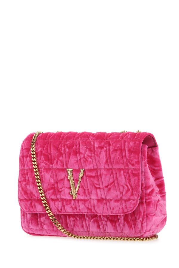 VERSACE | Fuchsia velvet Virtus shoulder bag