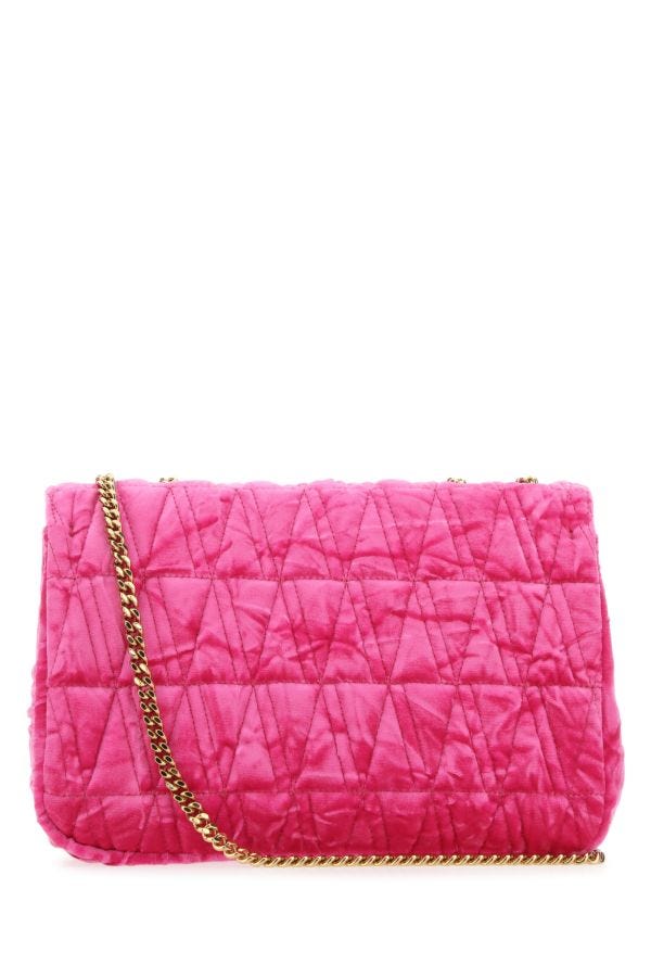 VERSACE | Fuchsia velvet Virtus shoulder bag