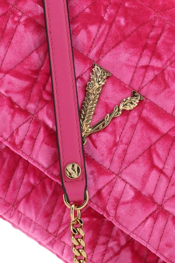 VERSACE | Fuchsia velvet Virtus shoulder bag