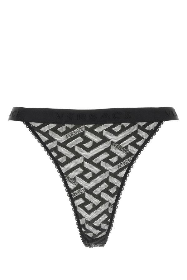 VERSACE | Black stretch lace thong