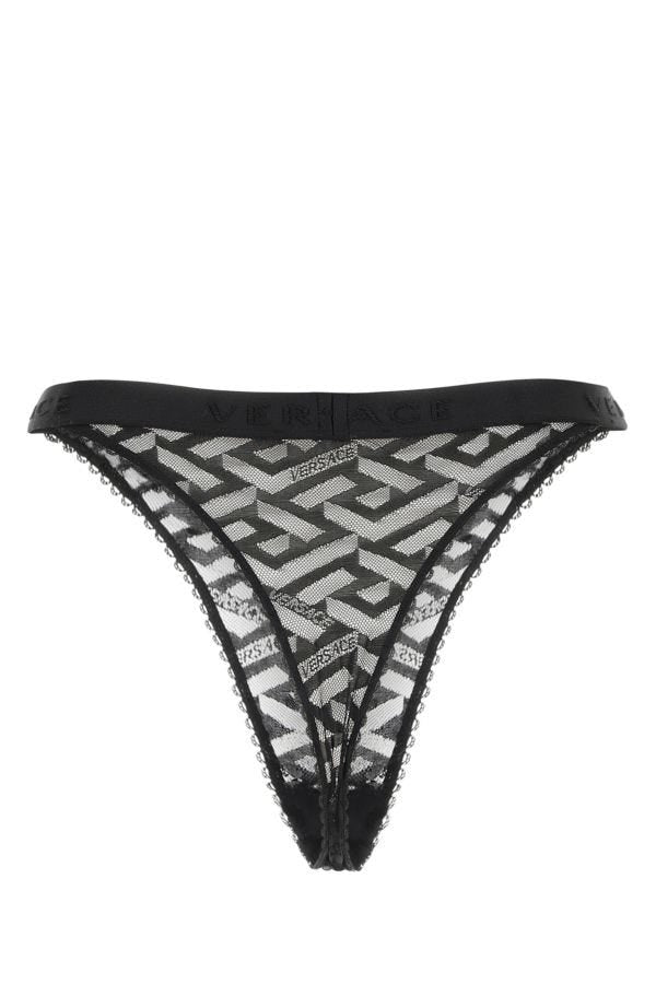 VERSACE | Black stretch lace thong