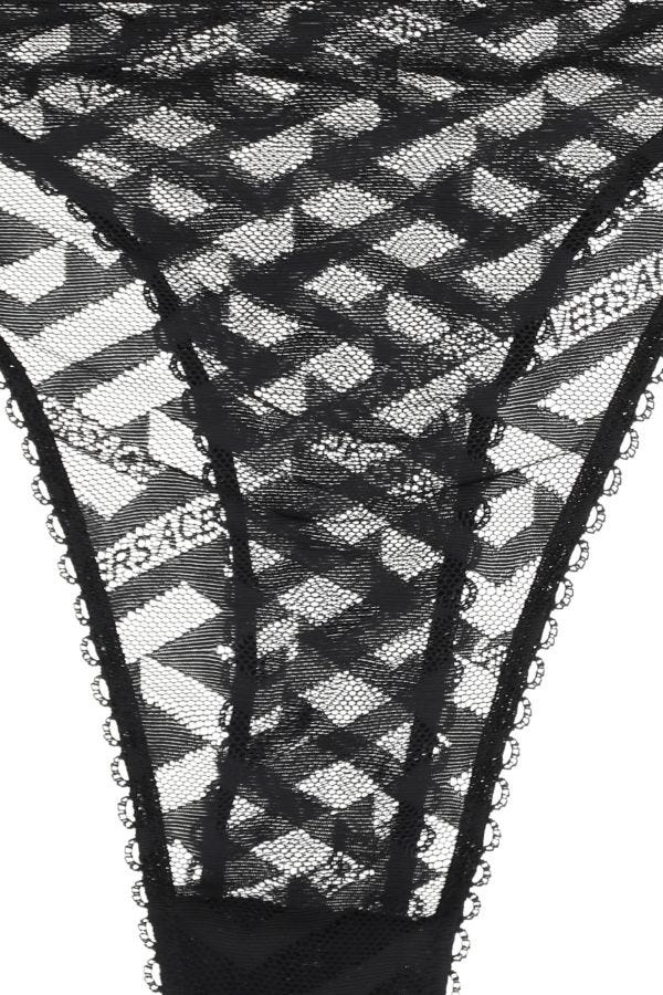 VERSACE | Black stretch lace thong