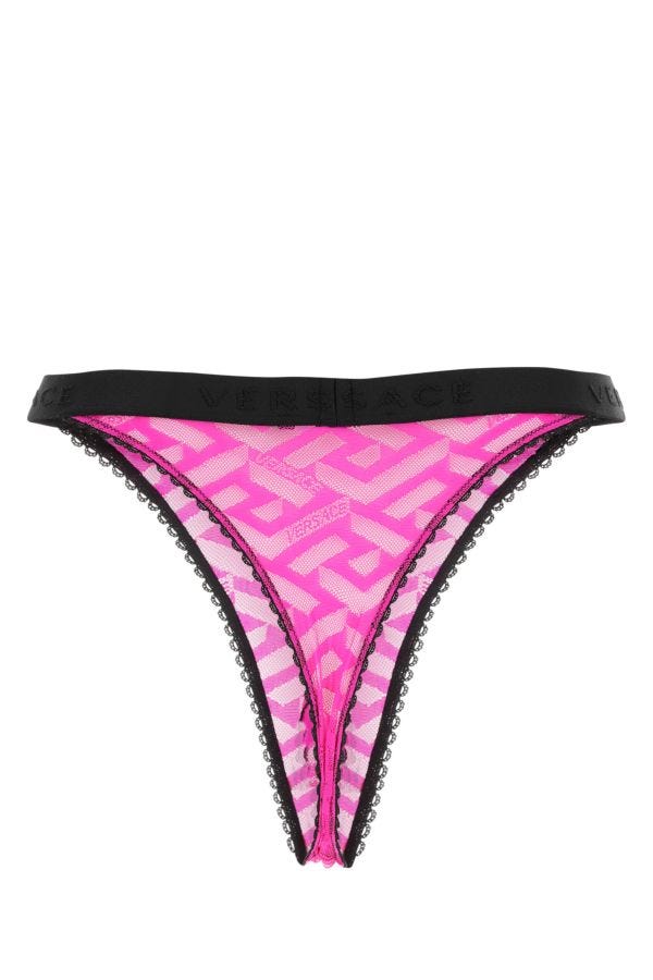 VERSACE | Fuchsia stretch lace thong