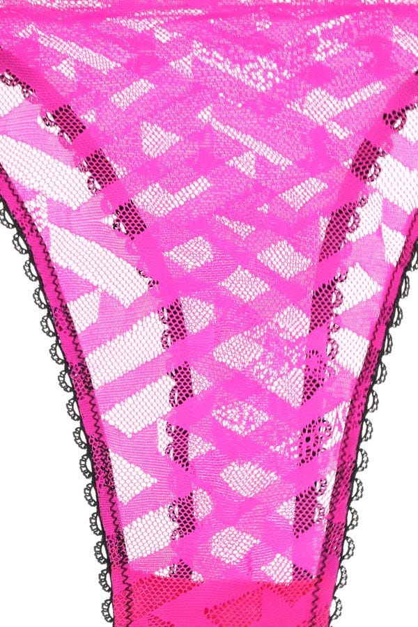 VERSACE | Fuchsia stretch lace thong