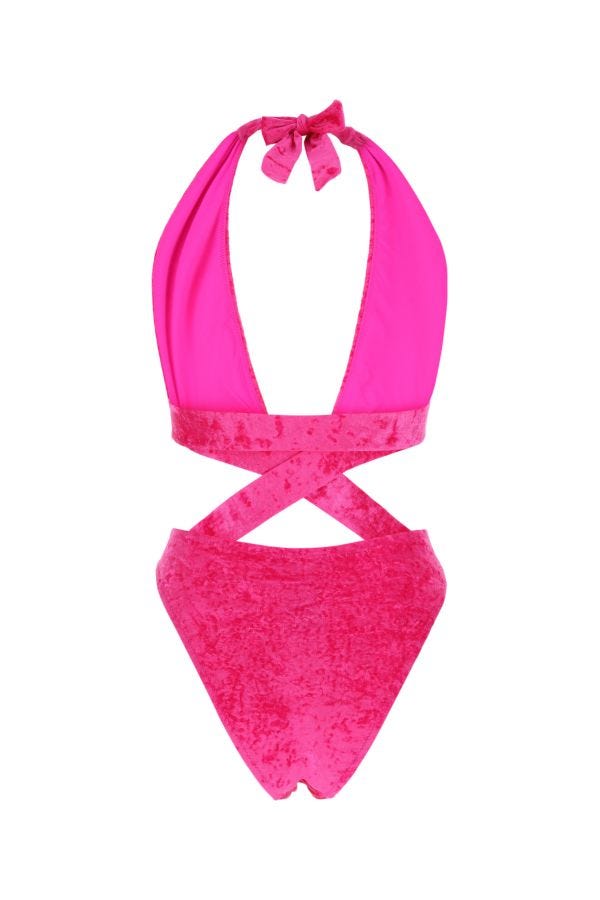 VERSACE | Fuchsia stretch velvet trikini