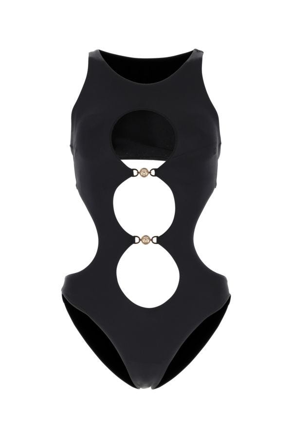 VERSACE | Black stretch nylon trikini