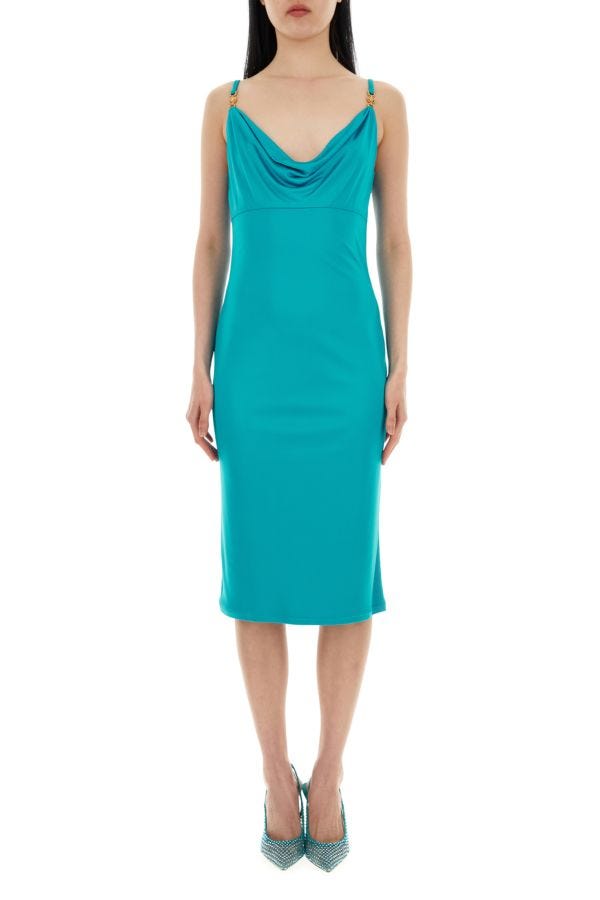 VERSACE | Teal green crepe dress