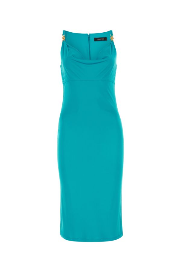 VERSACE | Teal green crepe dress