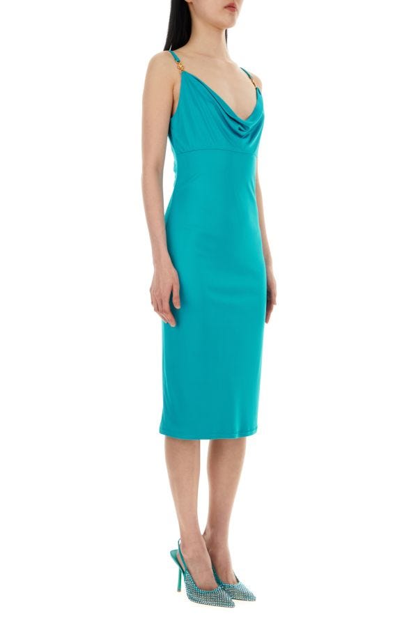 VERSACE | Teal green crepe dress
