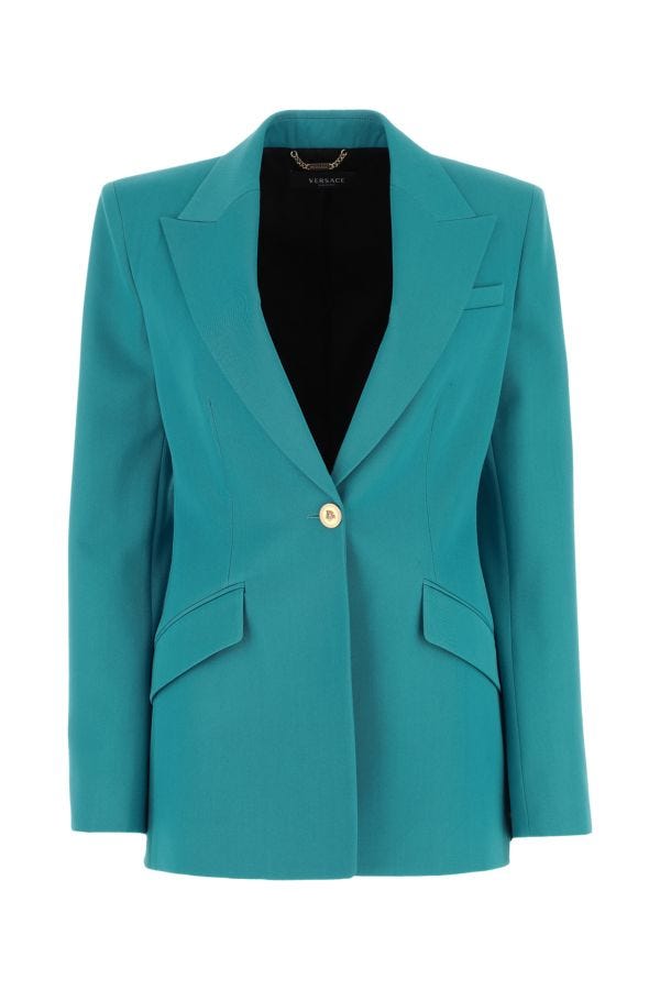 VERSACE | Teal green wool blazer