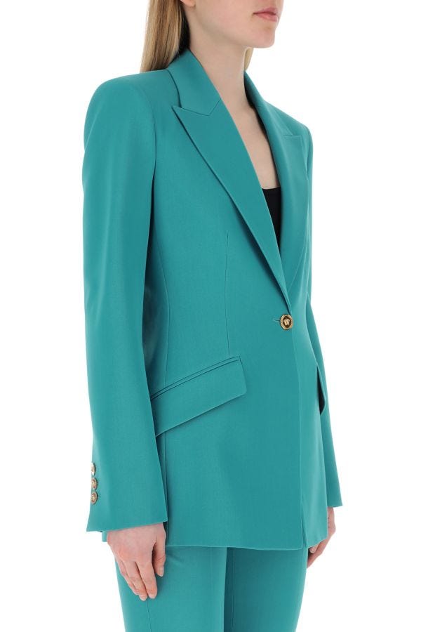 VERSACE | Teal green wool blazer