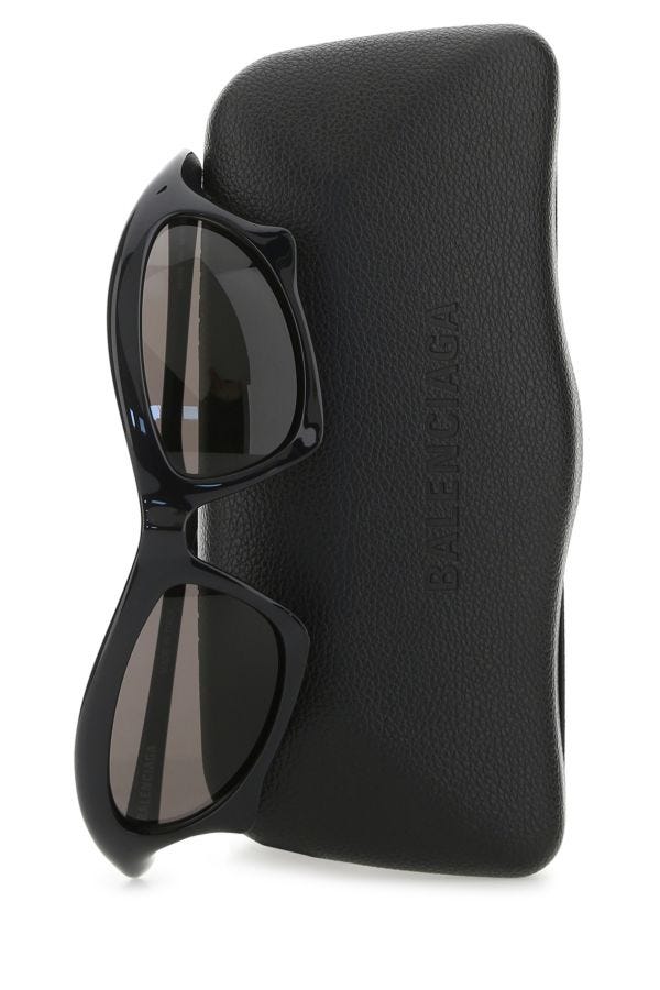 BALENCIAGA | Black injected nylon Bat Rectangle sunglasses