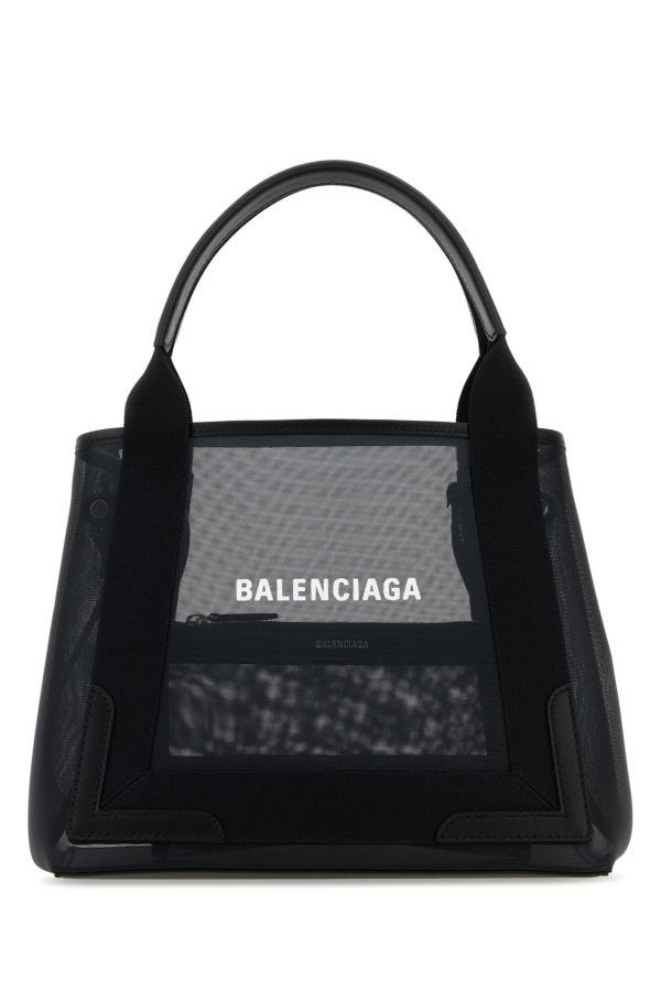BALENCIAGA | Black mesh Cabas S handbag