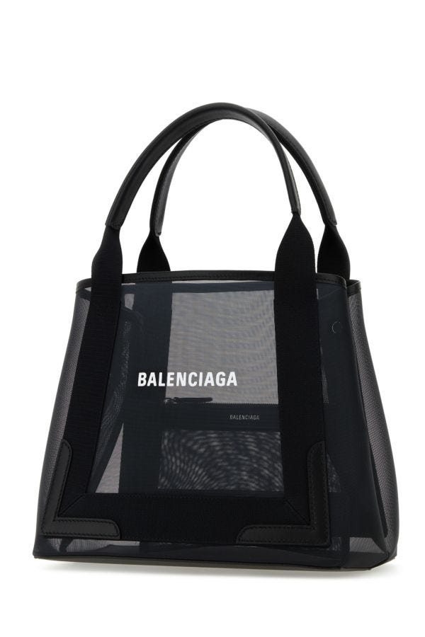 BALENCIAGA | Black mesh Cabas S handbag