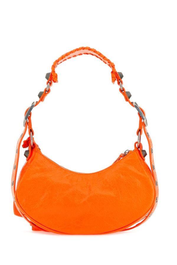 BALENCIAGA | Fluo orange nappa leather Le Cagole XS shoulder bag