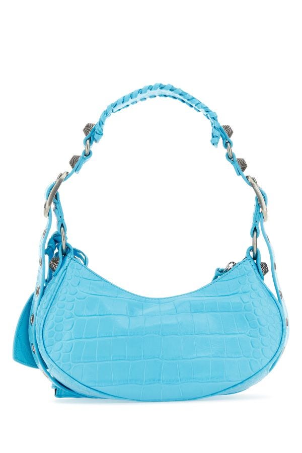 BALENCIAGA | Light blue leather Le Cagole XS shoulder bag