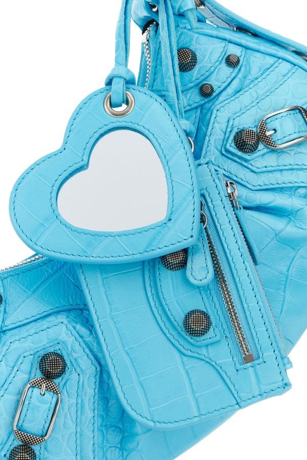 BALENCIAGA | Light blue leather Le Cagole XS shoulder bag