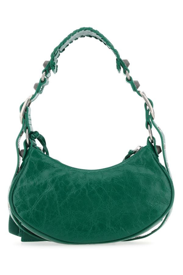 BALENCIAGA | Emerald green nappa leather Le Cagole XS shoulder bag