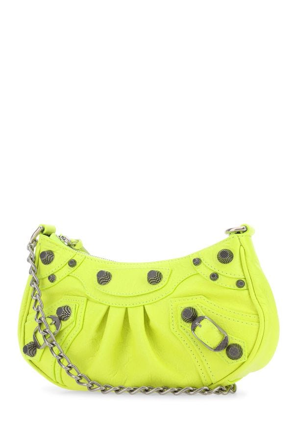 BALENCIAGA | Fluo yellow leather Le Cagole mini handbag