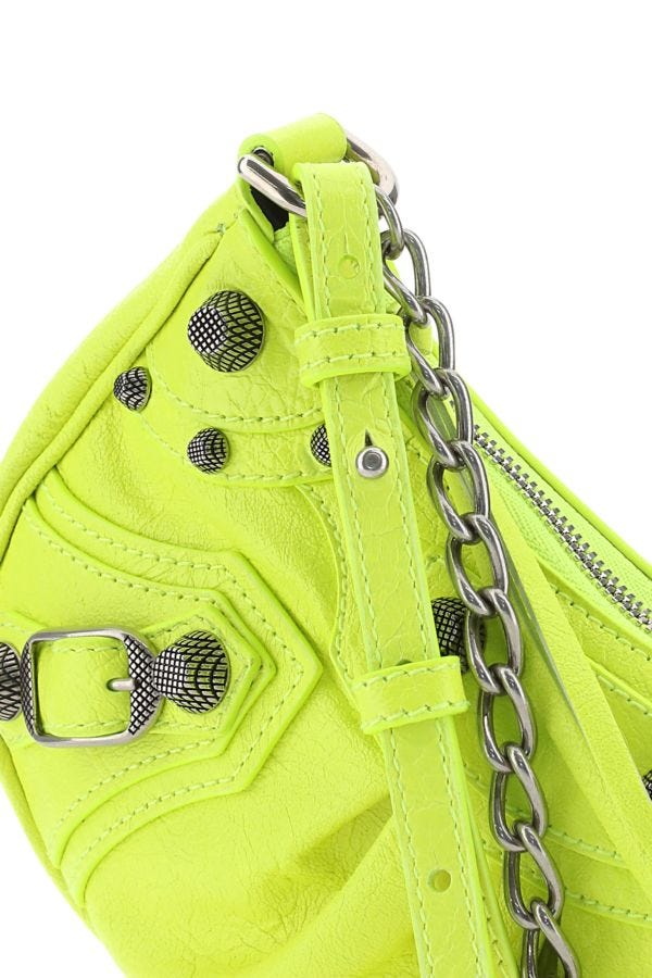 BALENCIAGA | Fluo yellow leather Le Cagole mini handbag
