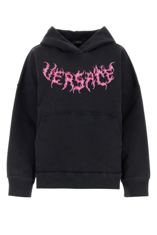 VERSACE | Black cotton oversize sweatshirt