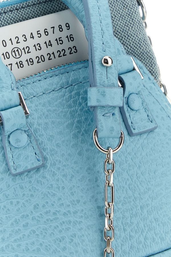 MAISON MARGIELA | Light blue leather and fabric 5AC Classique Baby handbag