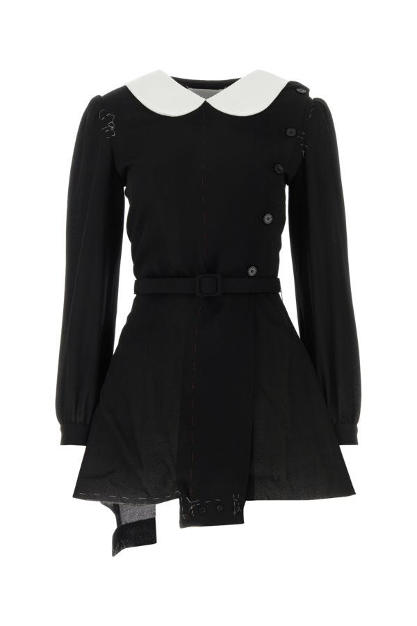 MAISON MARGIELA | Black wool mini shirt dress