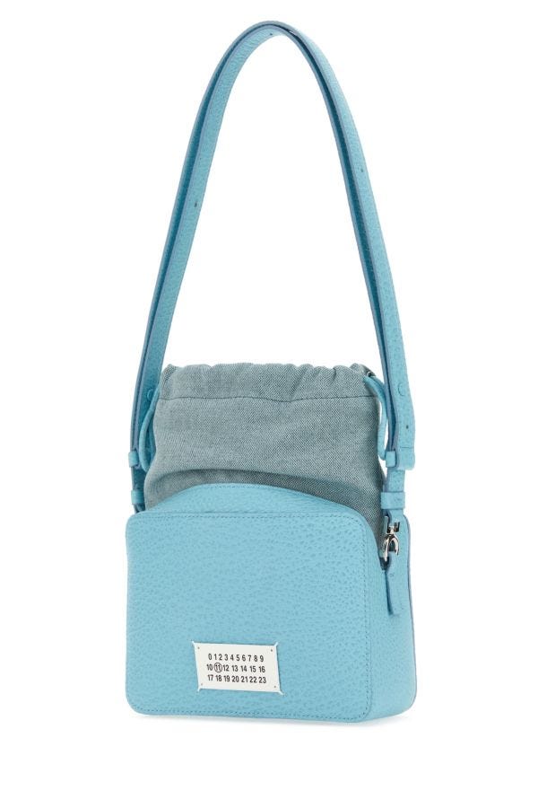 MAISON MARGIELA | Light blue leather and fabric 5AC bucket bag