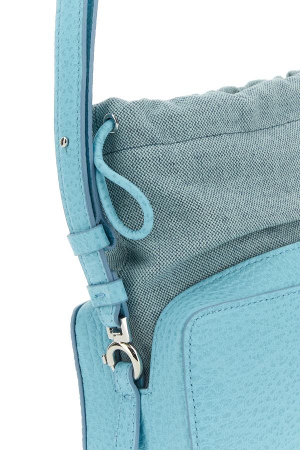MAISON MARGIELA | Light blue leather and fabric 5AC bucket bag