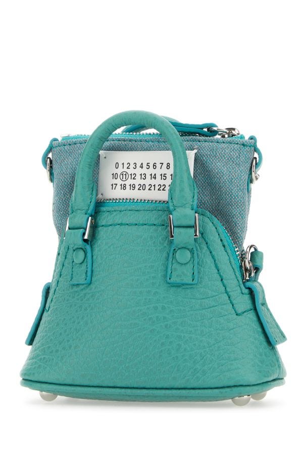 MAISON MARGIELA | Sea green leather and fabric 5AC Classique Baby handbag