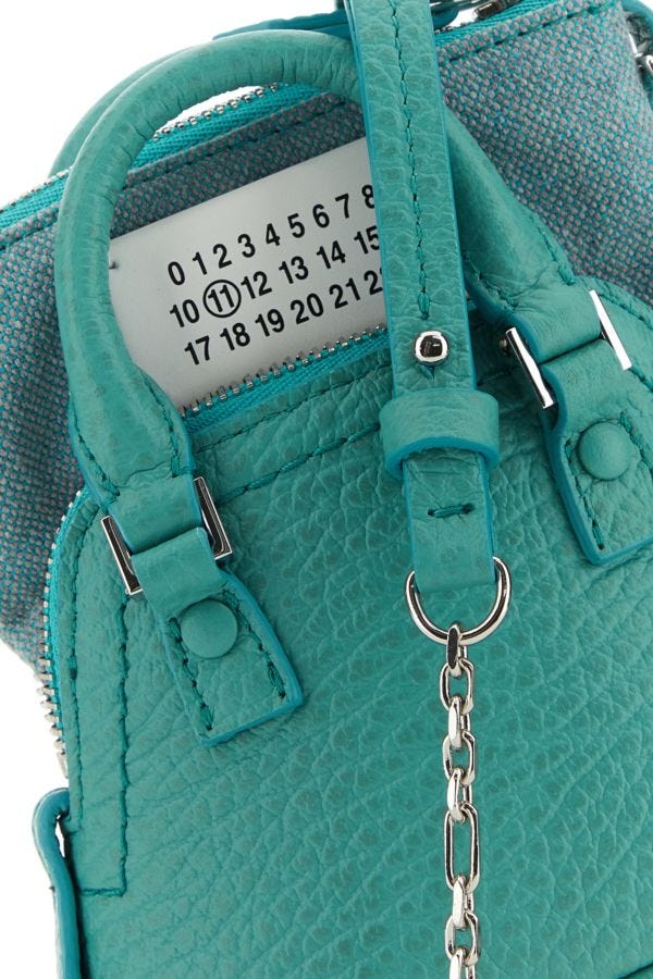 MAISON MARGIELA | Sea green leather and fabric 5AC Classique Baby handbag
