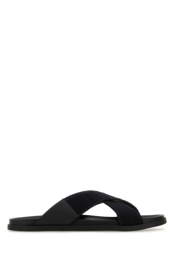 GIVENCHY | Black leather and cotton slippers