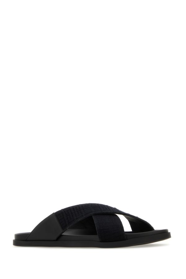 GIVENCHY | Black leather and cotton slippers