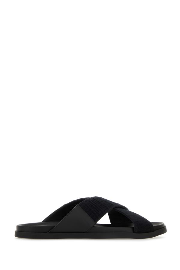 GIVENCHY | Black leather and cotton slippers