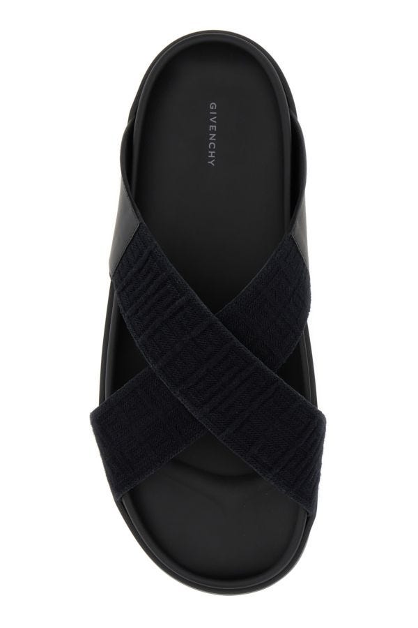 GIVENCHY | Black leather and cotton slippers