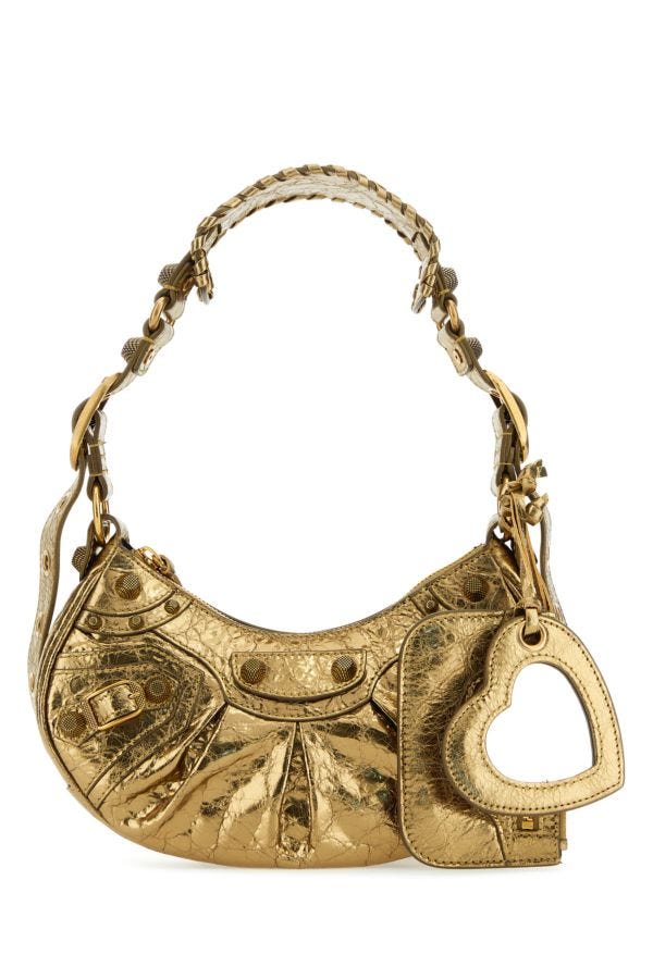 BALENCIAGA | Gold nappa leather Le Cagole XS shoulder bag